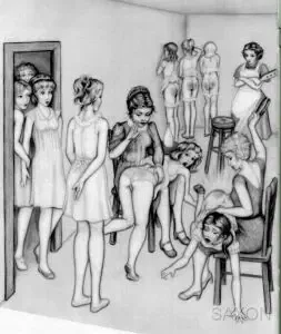 In een rijtje wachten tot je aan de beurt was om over de knie gelegd te worden en een hard pak slaag op je blote billen te krijgen.