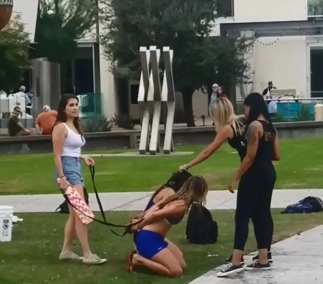 Een screenshot van een video van een inwoner van Scottsdale met een scène van ogenschijnlijke ontgroening van een sorority, die werd opgevoerd door ABC's 